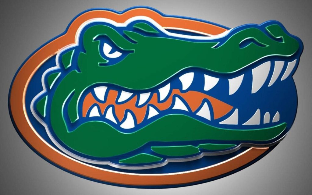 3D Florida Gators emblem wallpaper with vibrant orange blue green alligator mascot design