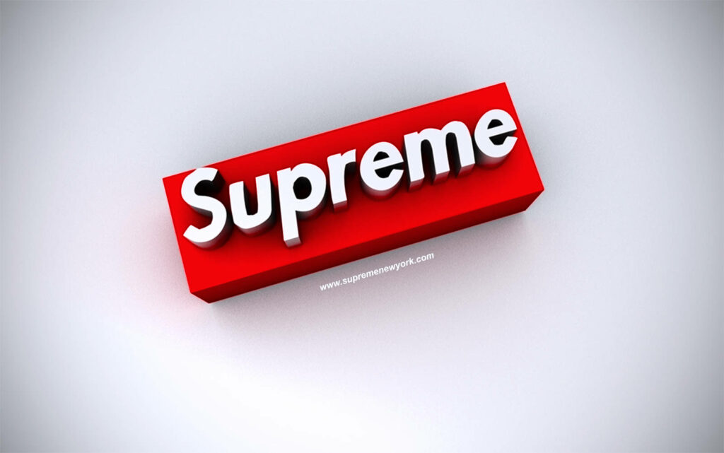Bold 3D Supreme Logo Wallpaper on Vibrant Red Minimalist Background