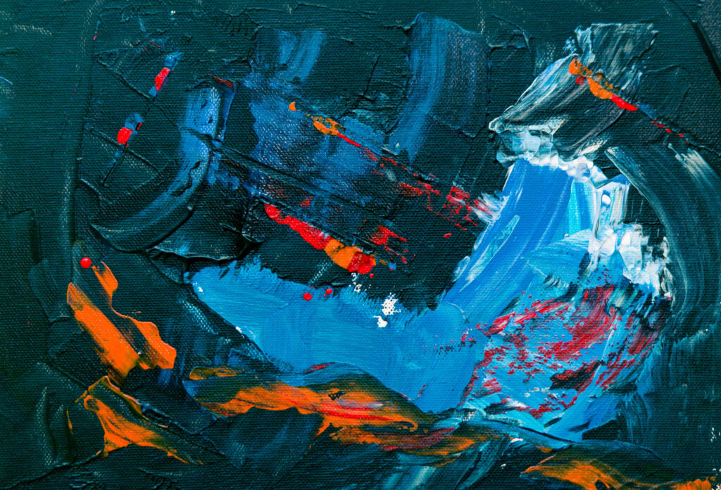 Bold Abstract Expressionism Wallpaper: Vivid Blues & Oranges
