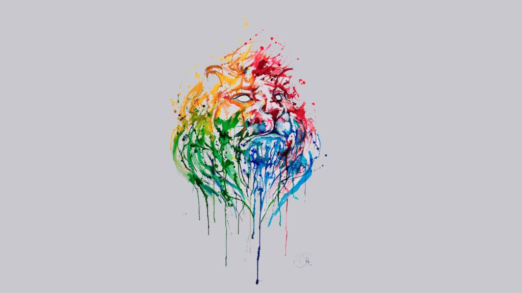 Vibrant Abstract Lion Wallpaper: Bold Colors & Artistic Flair