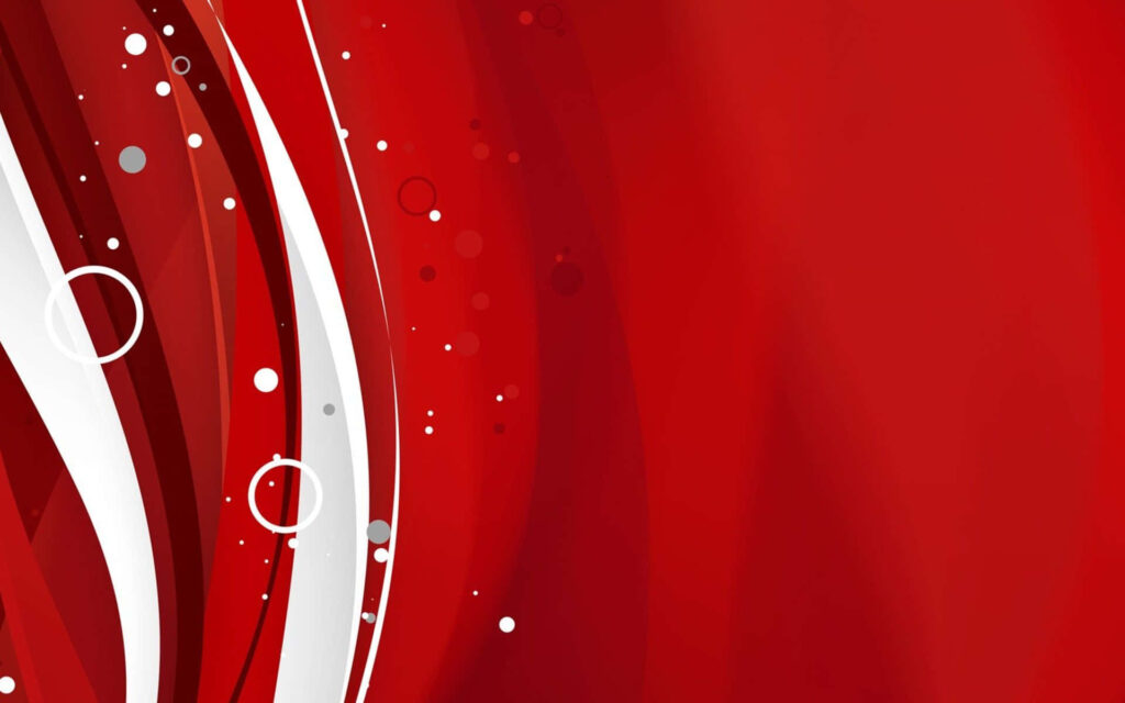 Bold Abstract Red Wallpaper with Dynamic Curves and Textured Dots