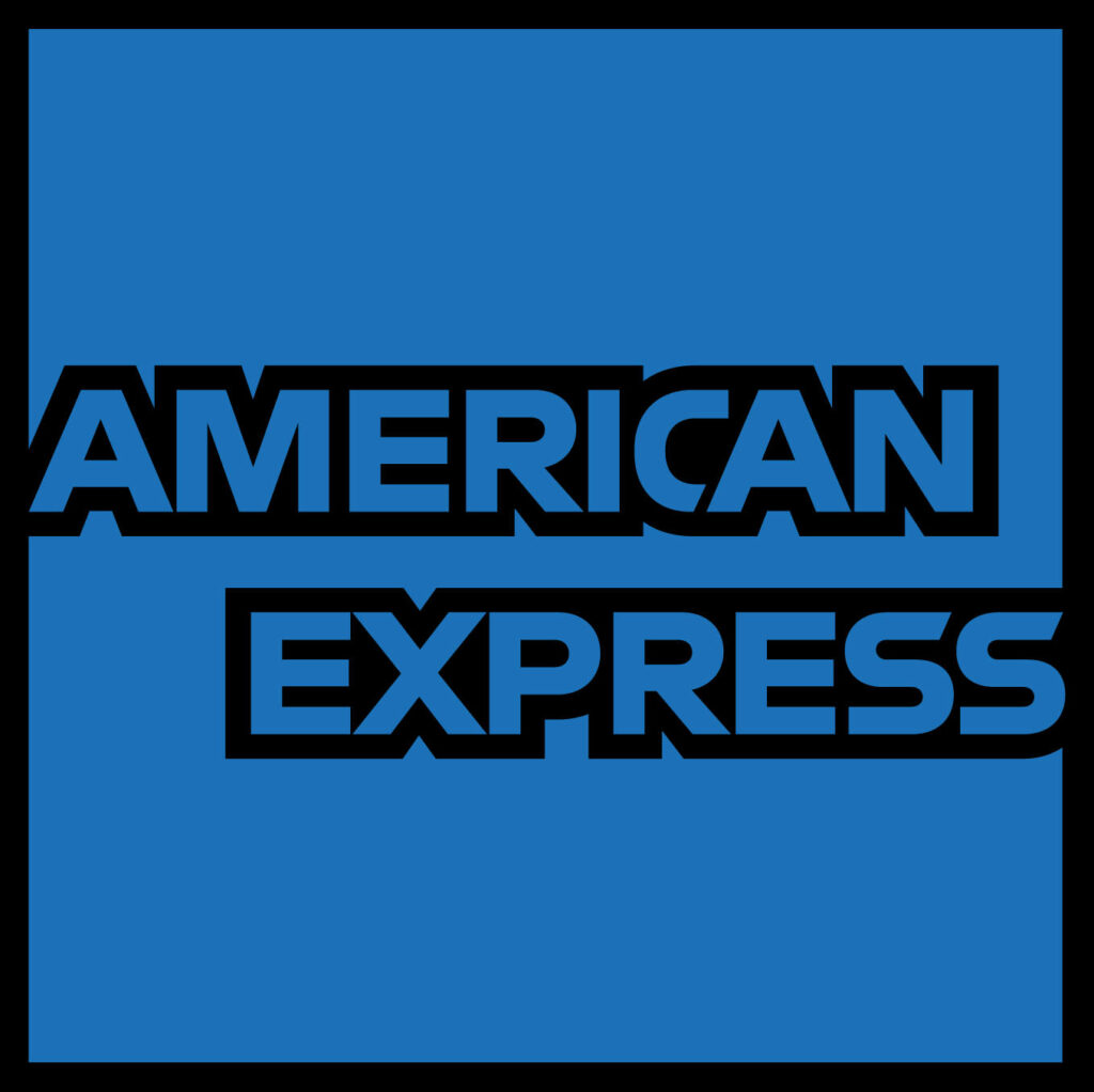 Bold American Express logo on vibrant blue background modern clean wallpaper design