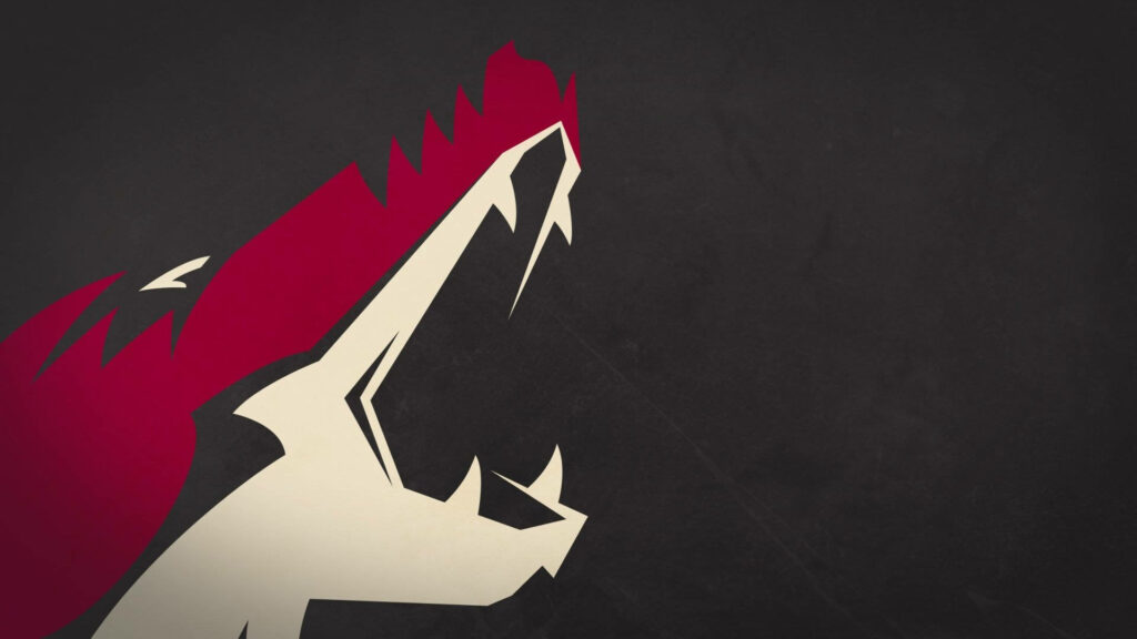 Arizona Coyotes wallpaper with fierce coyote logo sharp fangs on dark textured background