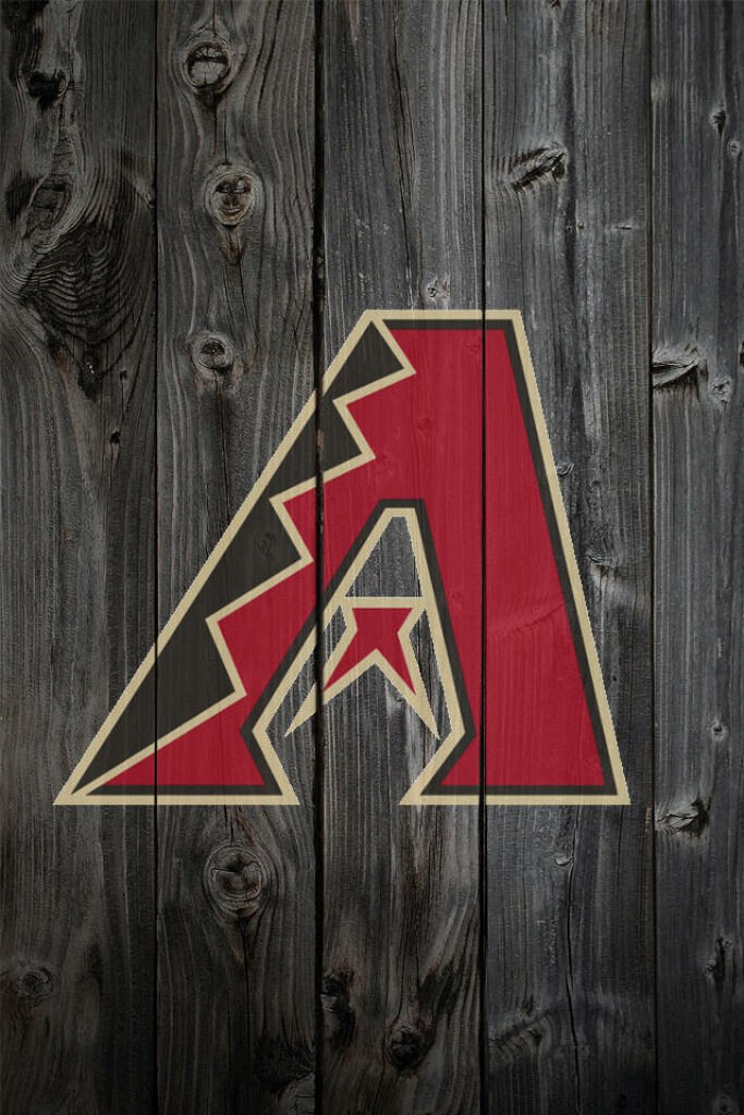 Bold Arizona Diamondbacks logo on textured gray wooden background rustic wallpaper design