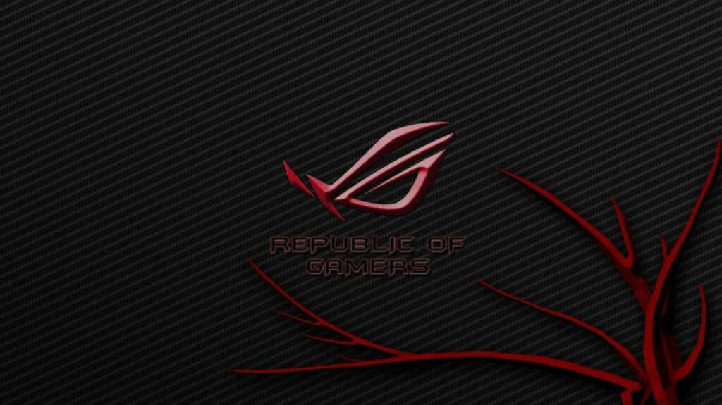 Asus Rog Logo Embraced by Fiery Branches Wallpaper