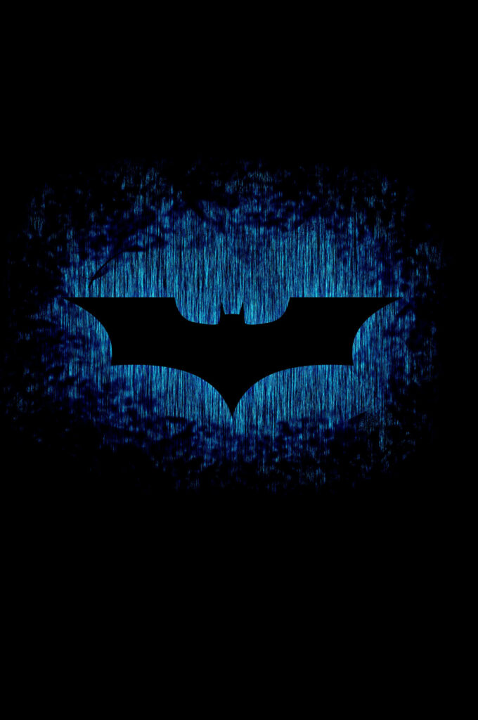 Striking Batman logo on textured blue cavern background bold mysterious iPhone wallpaper design