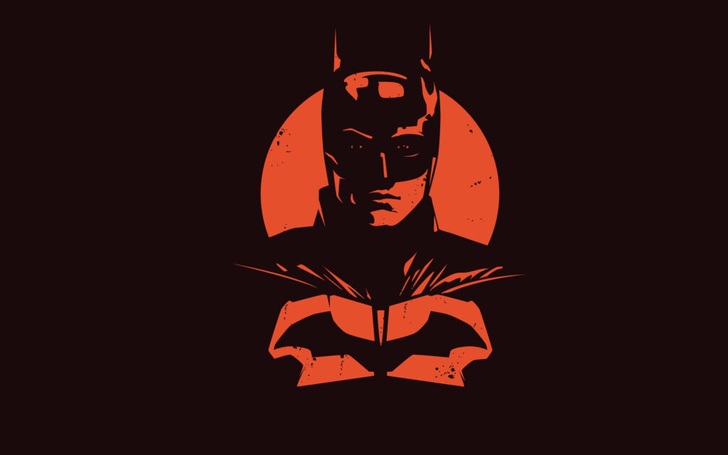 Batman Blackout Art Wallpaper: Bold Red Silhouette & Emblem Design