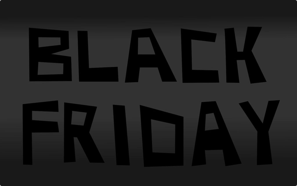 Bold black Black Friday text on dark gradient background poster for Black Friday deals promotion Wallpaper