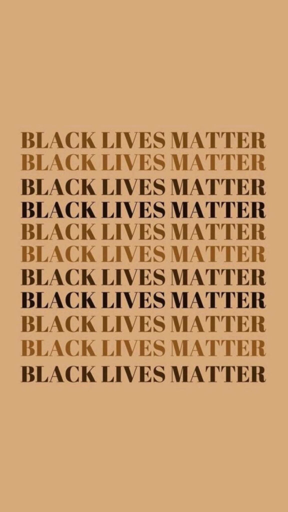 Empowering Black Lives Matter poster wallpaper with bold repeated text on solid background
