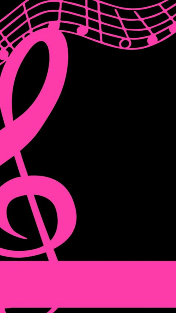 Bold Black and Pink Music Notes Wallpaper - Modern Aesthetic Background