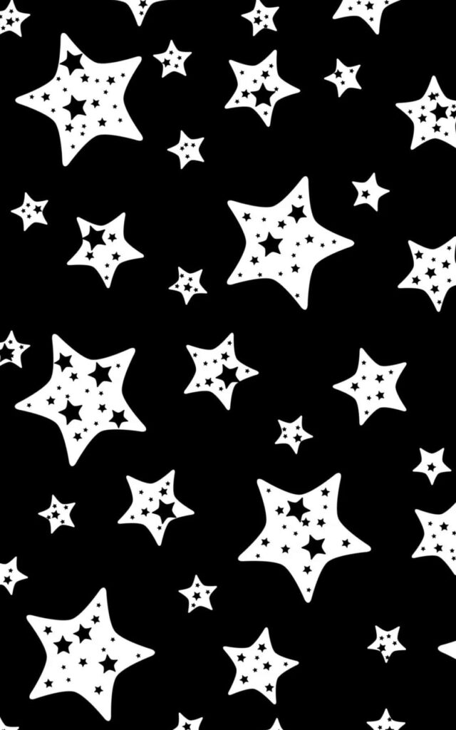 Striking Black Star Wallpaper with Unique Cut-Out Designs