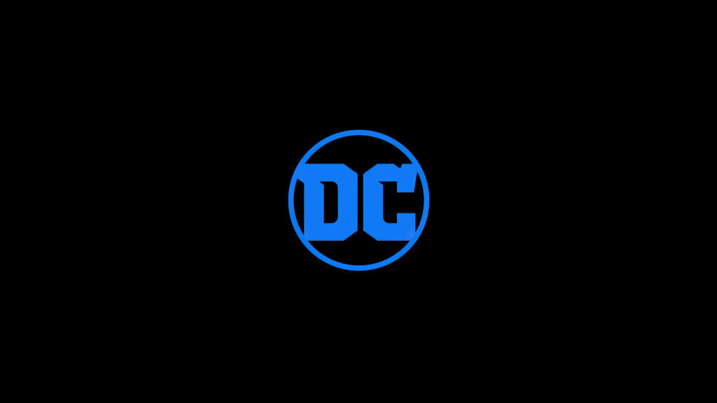 Bold Blue DC Logo Wallpaper on Sleek Black Background