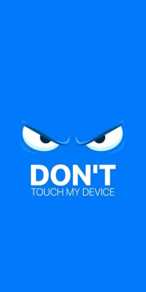 Bold Blue Warning Wallpaper: Intense Eyes & Cautionary Message