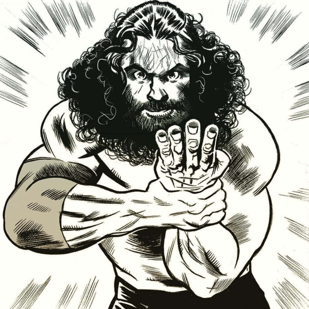 Bold Bruiser Brody Wallpaper: Intense Comic-Style Illustration
