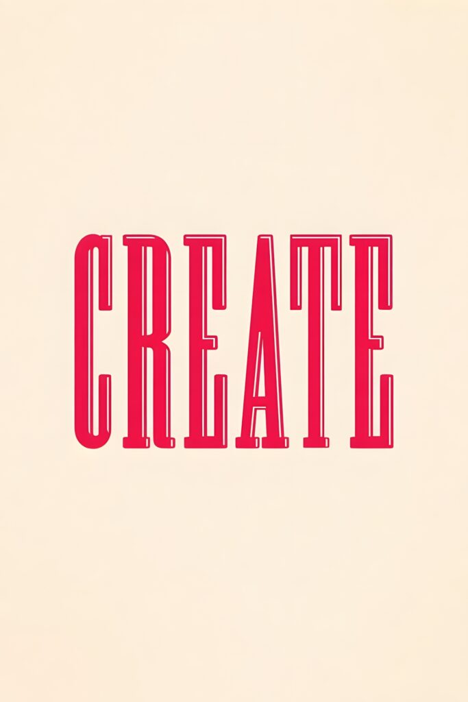 Motivating iPhone Wallpaper: Bold 'CREATE' in Red on Cream Background