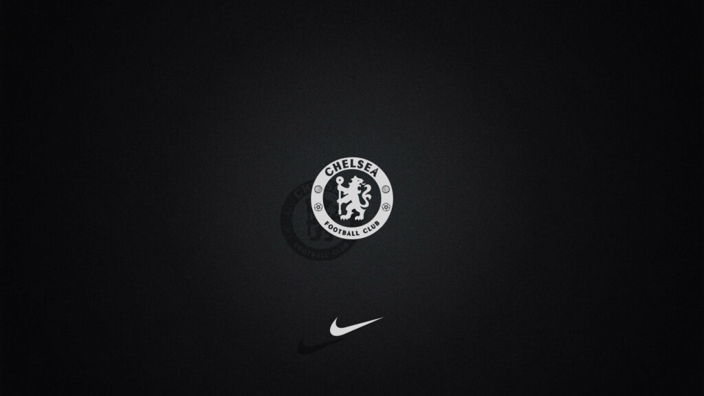 Chelsea FC Emblem: White Logo on a Dark Canvas, with Nike Accent Wallpaper