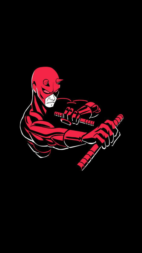 Bold Minimalistic Daredevil Wallpaper: Iconic Red & Black Design