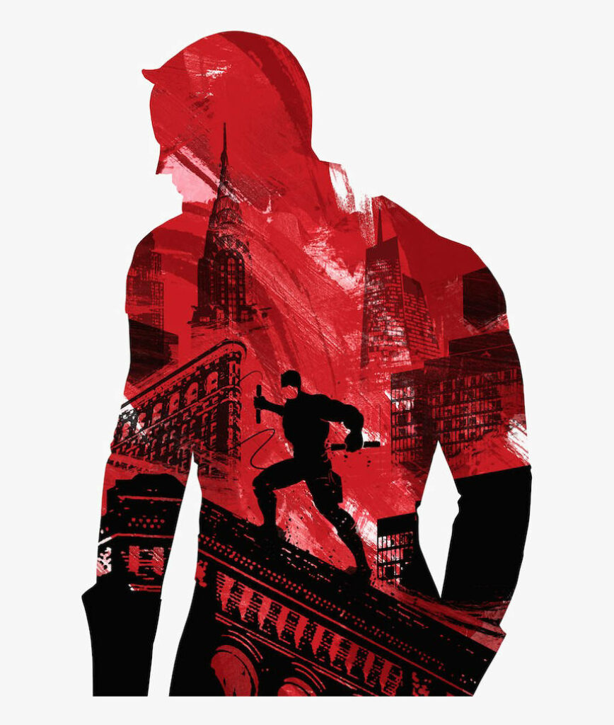 Daredevil Abstract Wallpaper: Bold Red & White Cityscape Design