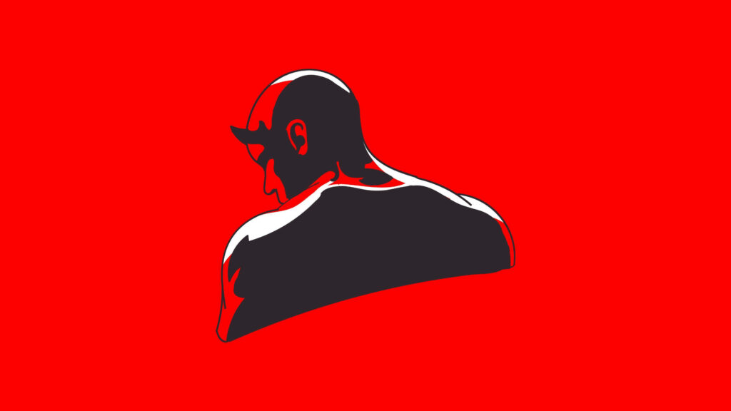 Vibrant Daredevil Wallpaper: Iconic Horned Silhouette on Red Background