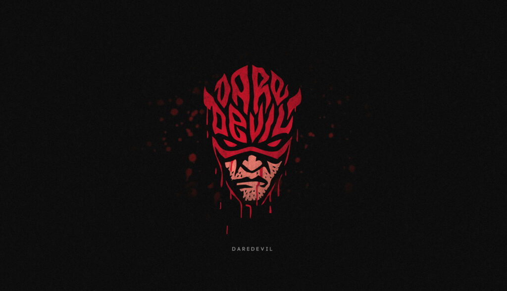 Bold Red Daredevil Wallpaper: Abstract Masked Face Design