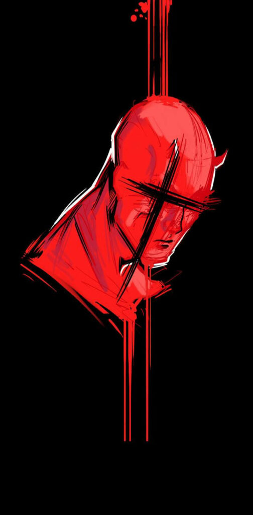 Bold Red Daredevil Abstract Wallpaper with Minimalist Design