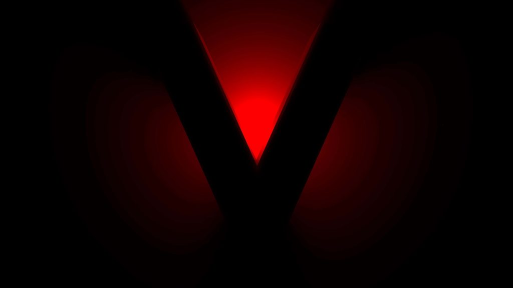Abstract wallpaper with bold dark V shape and glowing neon red minimalist background design