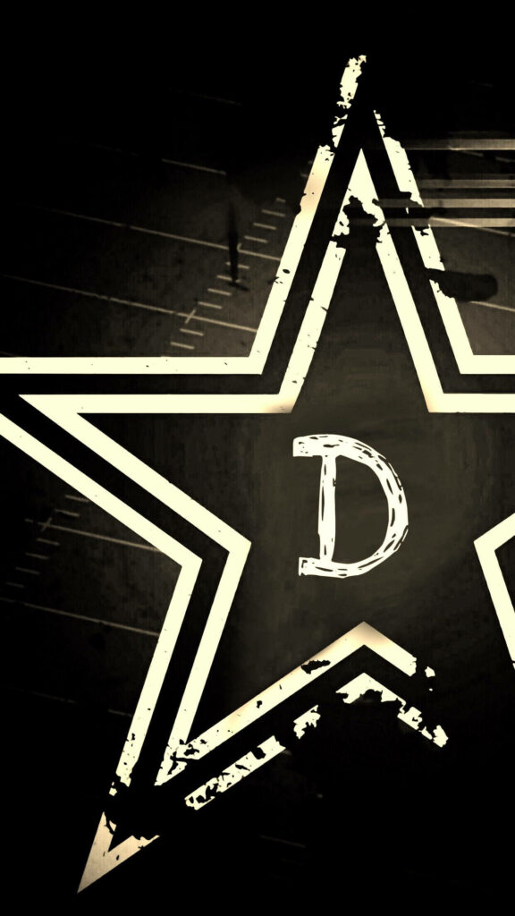 Bold Distressed Star Wallpaper with Central 'D' - Edgy Background