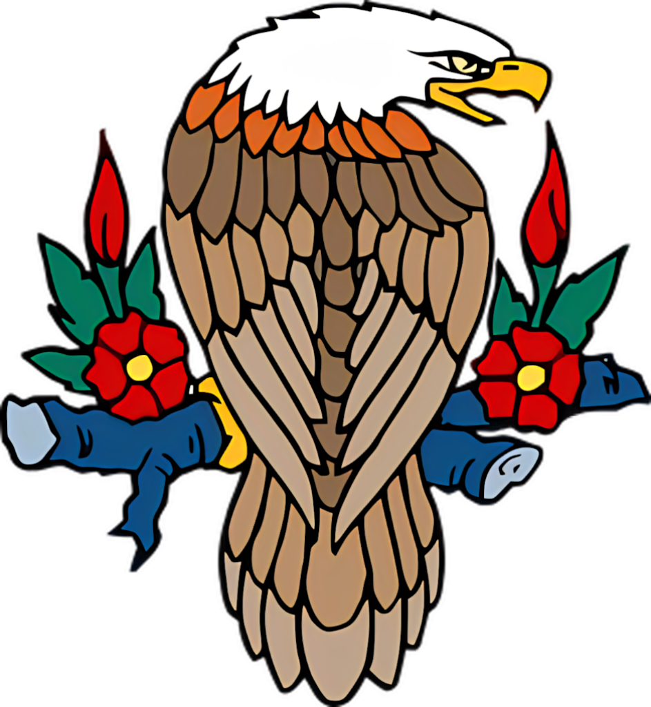 Bold Eagle Floral Tattoo Wallpaper - Majestic Design Background