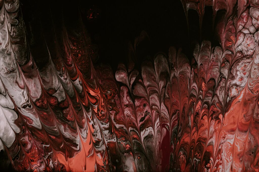 Dynamic Red, White & Black Fluid Art Wallpaper - Abstract Design