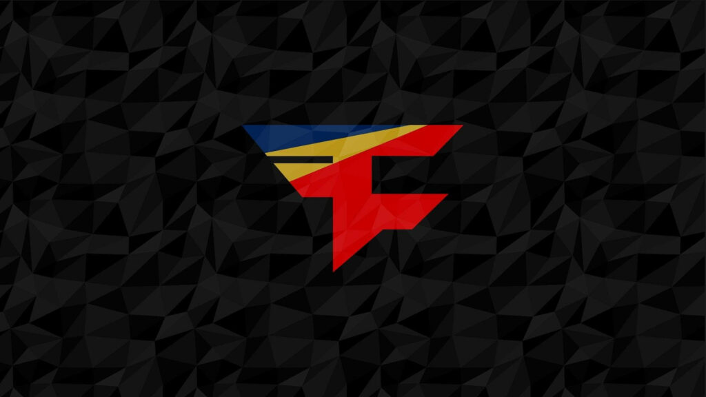 Bold Geometric Wallpaper: Red F Logo with Yellow & Blue Accents