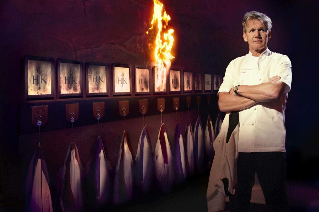 Bold Gordon Ramsay Wallpaper: Chef in Flames - Hell's Kitchen Background