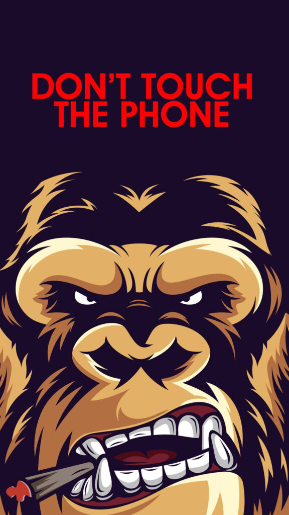 Bold Gorilla Wallpaper with 'Don't Touch The Phone' Warning