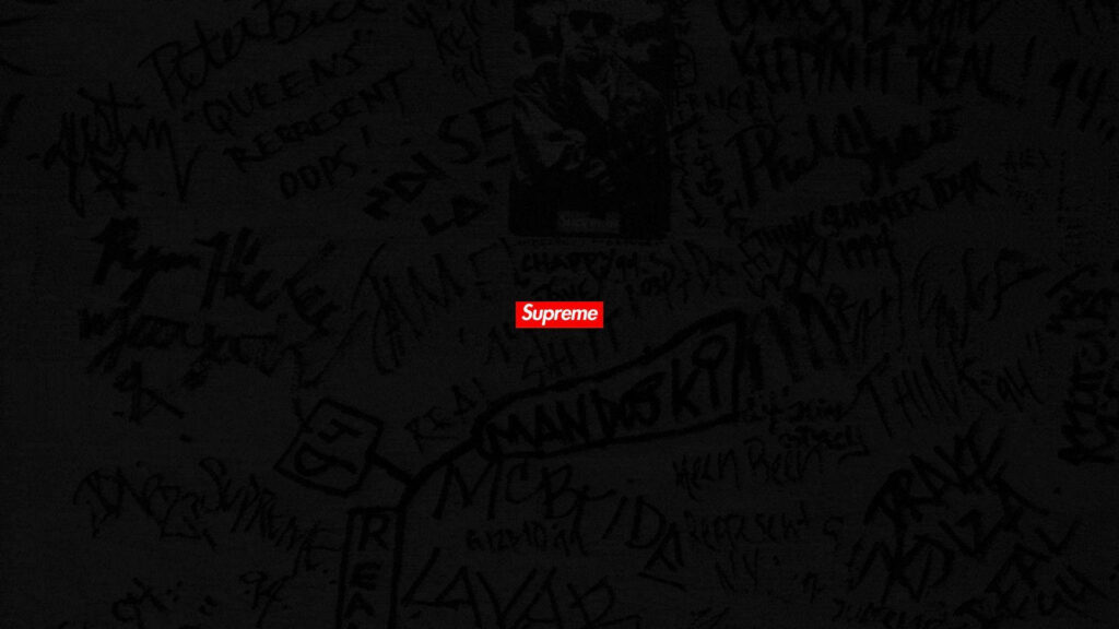 Graffiti Wallpaper with Bold Red Supreme Logo - Dark Background Design