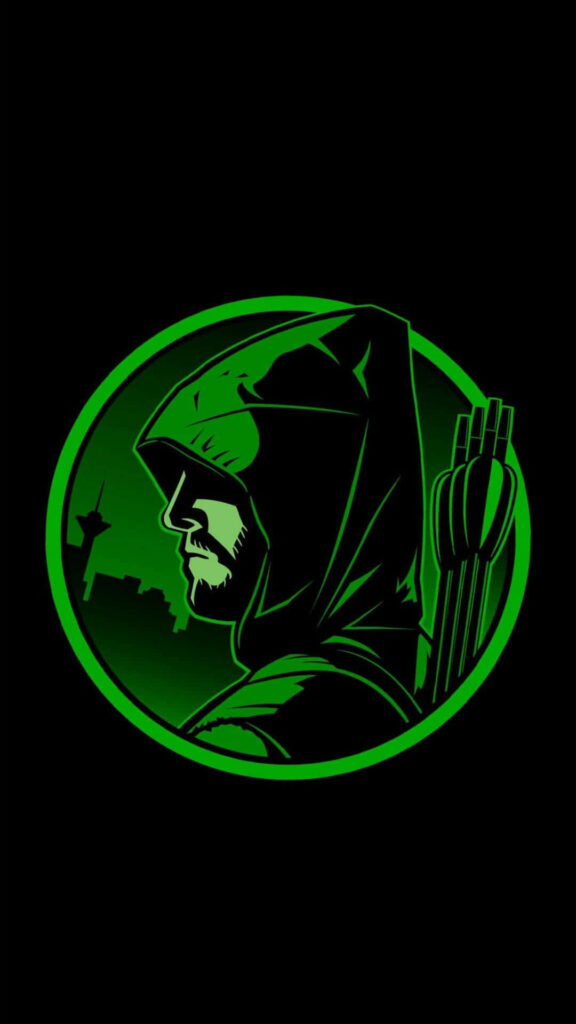 Vibrant Green Arrow iPhone Wallpaper: Iconic Archer on Black Background