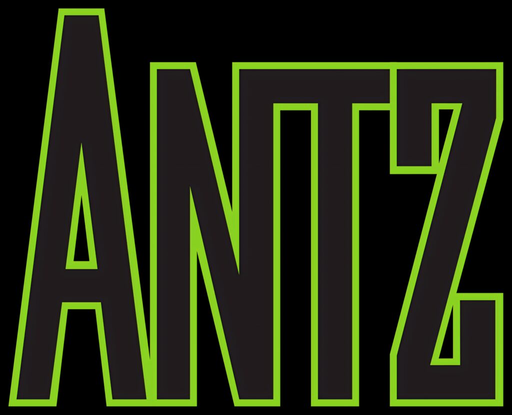 Bold green outlined ANTZ logo on black background inspired by animated movie wallpaper