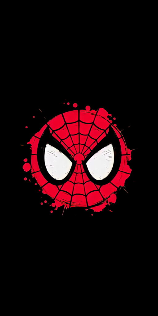 Spiderman mask HD wallpaper with white eyes and red web pattern on black background.
