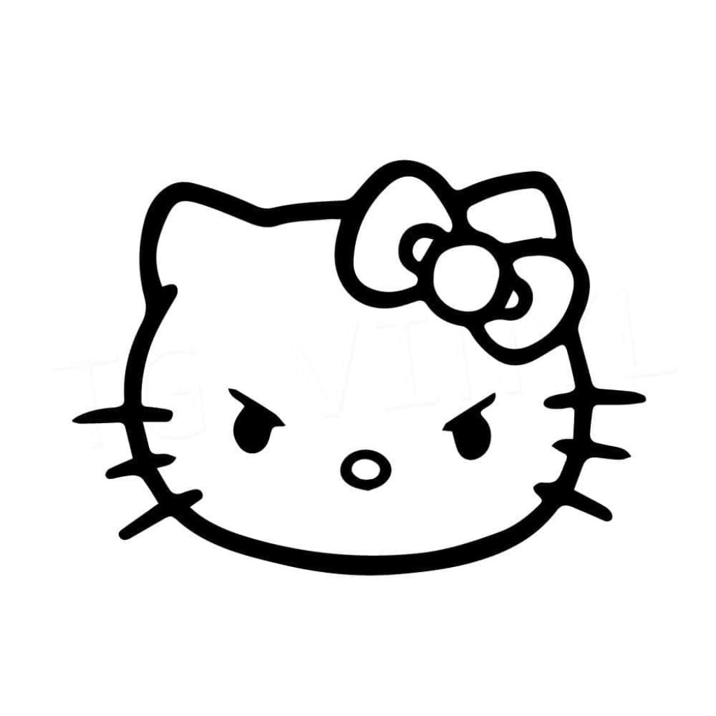 Bold Hello Kitty Line Art Wallpaper: Fierce Yet Cute Design