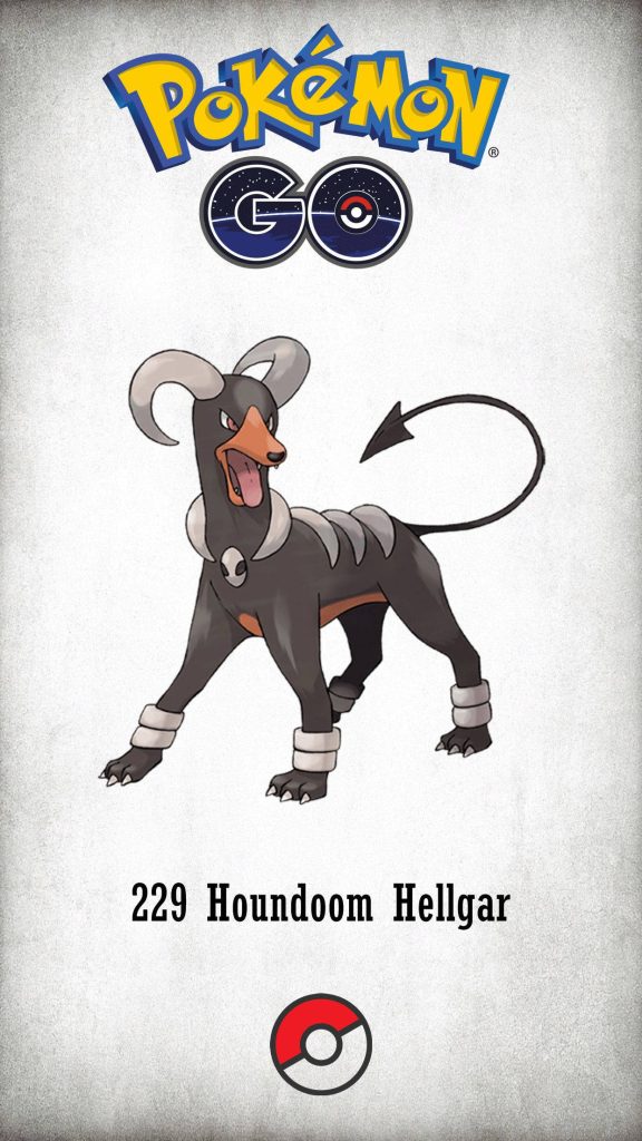 Bold Houndoom Pokémon wallpaper with fiery stare minimalist Dark Fire type digital art background