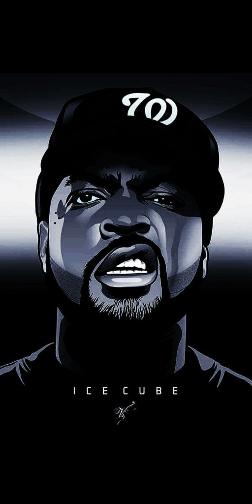 Bold Ice Cube Vector Art Wallpaper: Fierce Monochrome Design