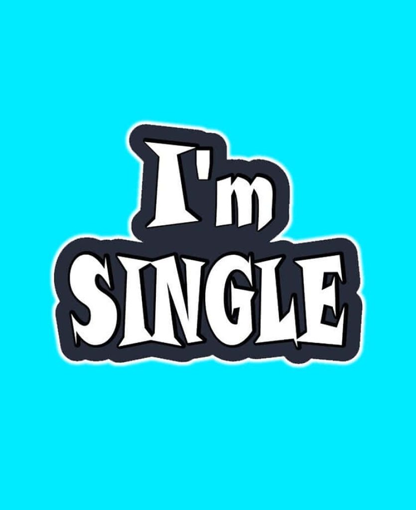 Bold white Im Single text with black outline on vibrant cyan blue minimalist wallpaper background