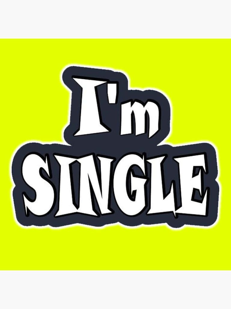 Bold I'm Single wallpaper white text dark outlines neon yellow background high-contrast digital art