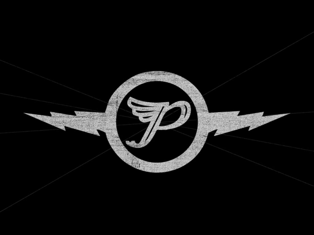 Bold Winged P Wallpaper with Lightning on Sleek Black Background