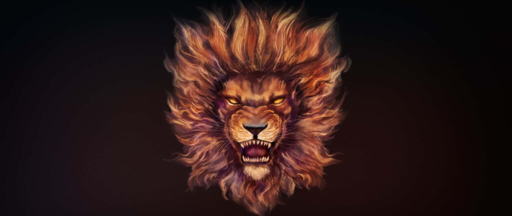 Vibrant Lion's Head Wallpaper: Fierce Art for Bold Spaces