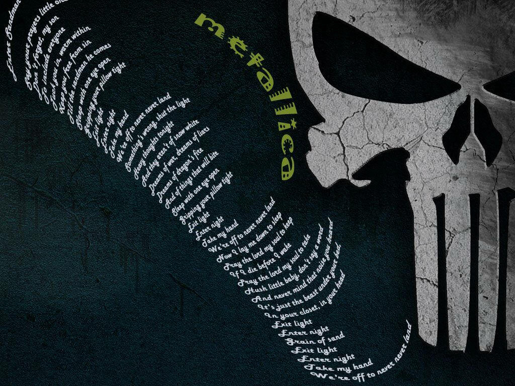 Bold Metallic Skull Wallpaper with Textured Background Design