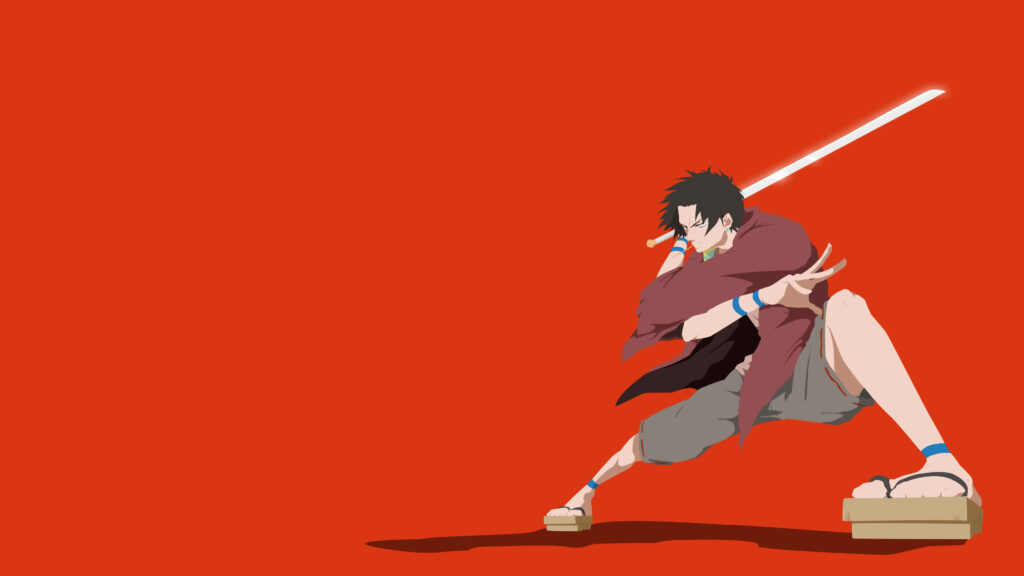 Bold Minimalistic Anime Wallpaper: Striking Character & Red Background