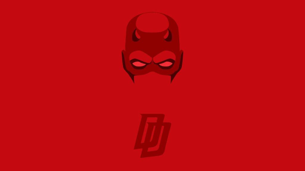 Bold Minimalist Daredevil Wallpaper: Abstract Mask Design on Red