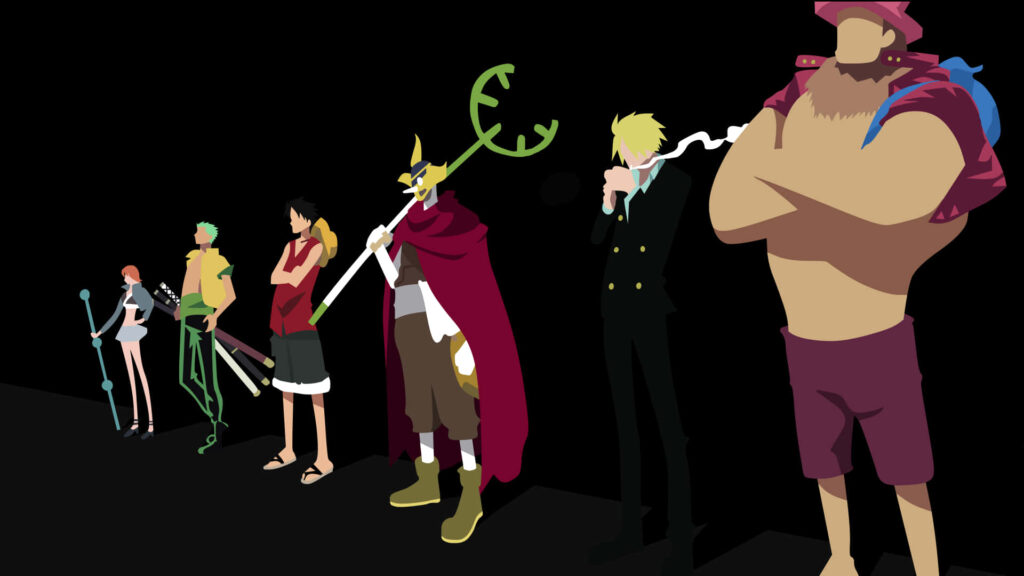 Bold Minimalistic One Piece Wallpaper: Soothing Colors & Dark Background