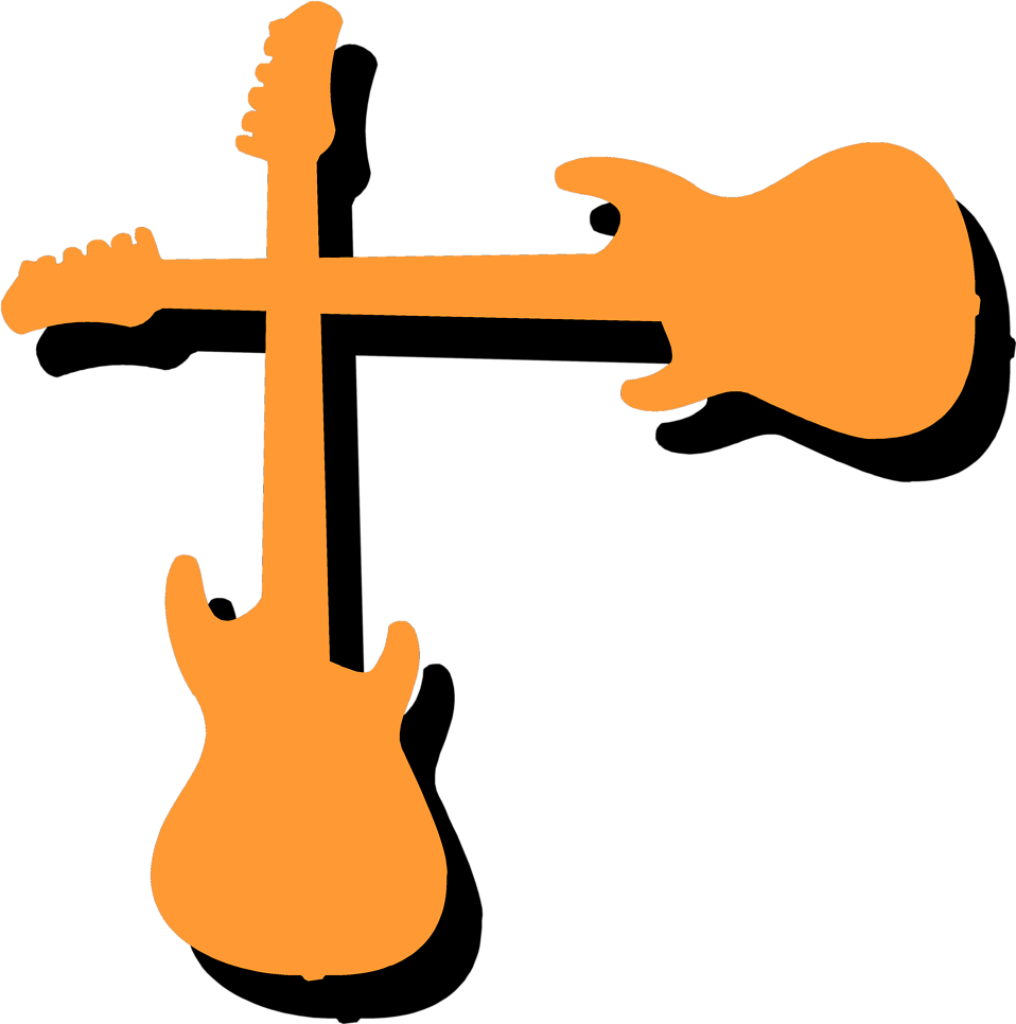 Minimalist Orange Electric Guitars Wallpaper - Bold Rock & Roll Design