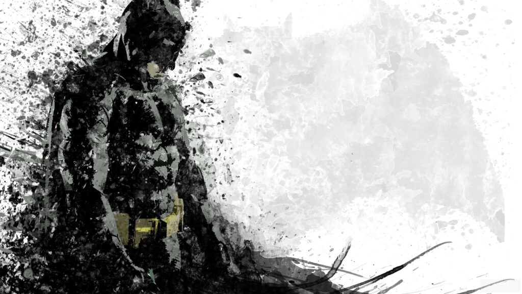 Bold Monochrome Superhero Wallpaper: Abstract Paint Design