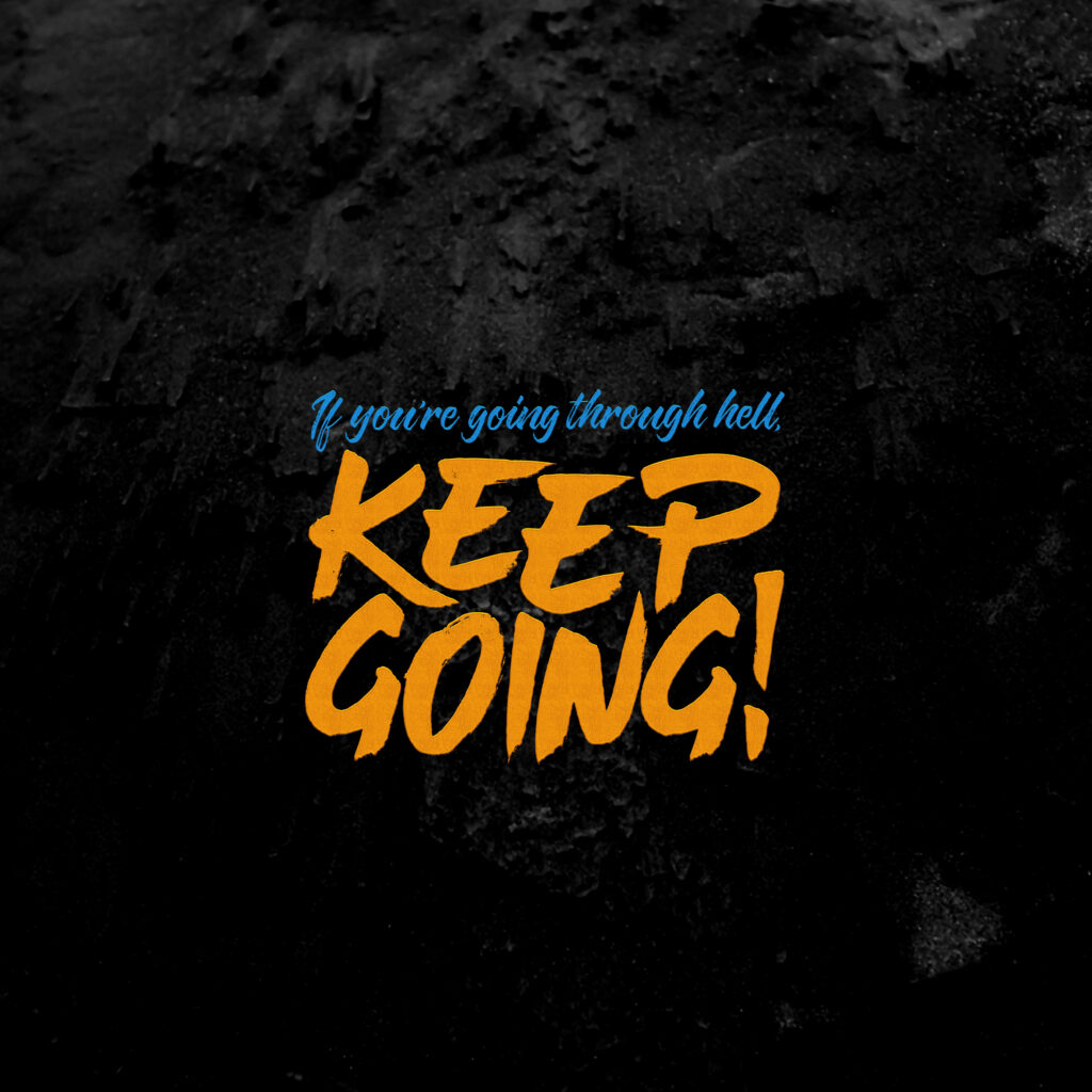 Bold KEEP GOING! Wallpaper: Vibrant Orange on Dark Textured Background